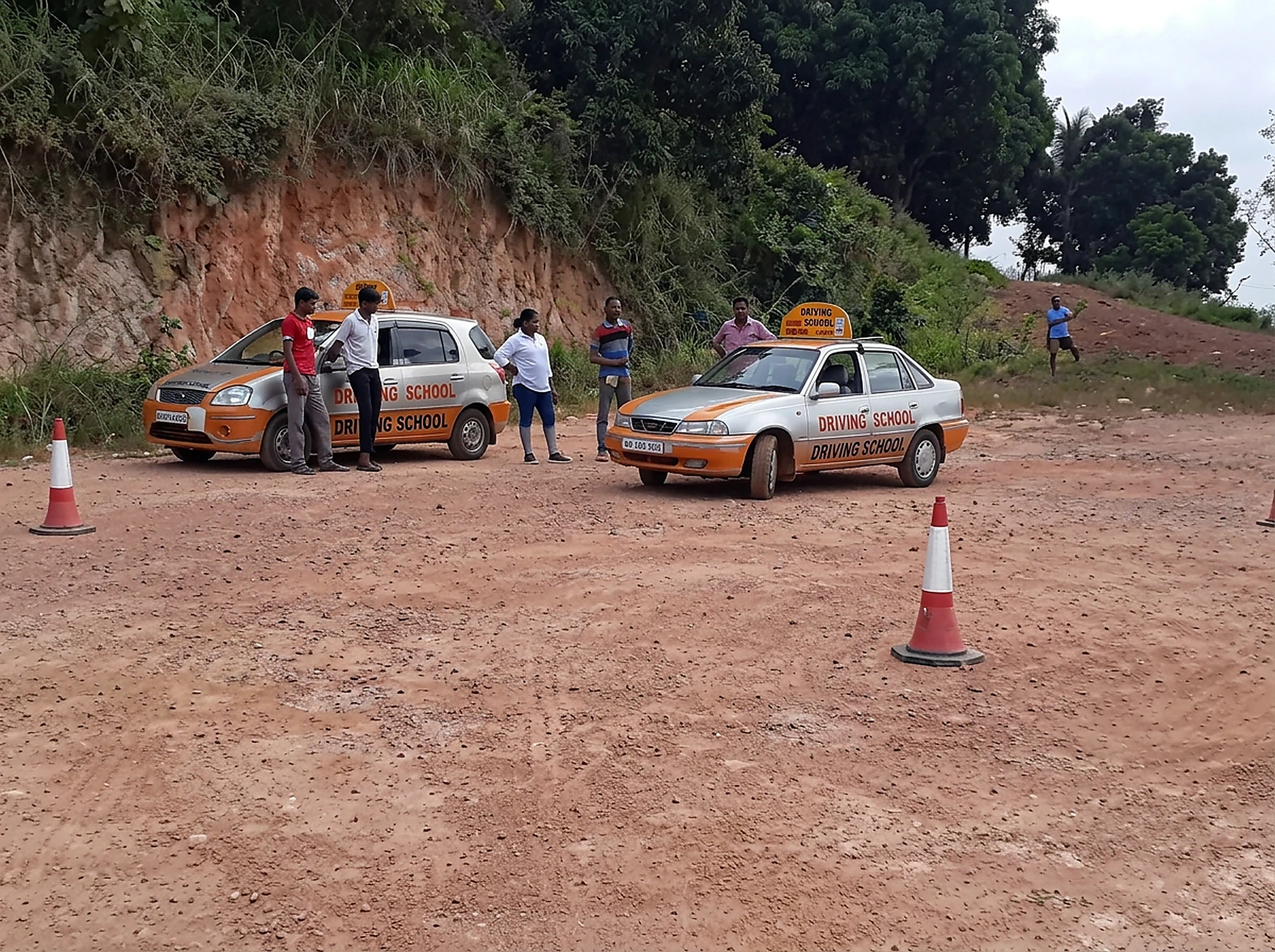 Driver training in progress on a practical range